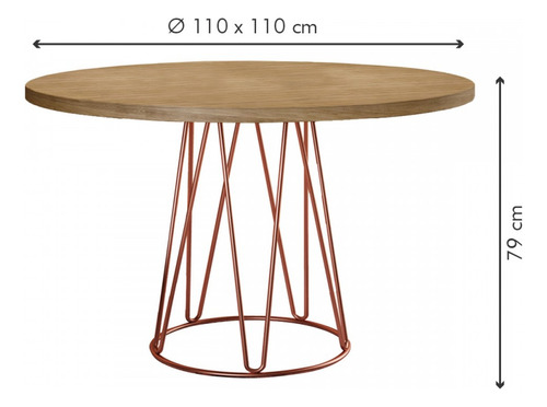 Mesa De Jantar 4 Lugares Dubai Linho Cinza Claro/cobre/siena