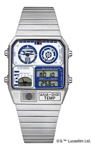 Citizen R2-d2 Jg2117-51a Ana-digi Temp Star Wars .. Dcmstore Color de la correa Plata Color del bisel Plata Color del fondo Blanco