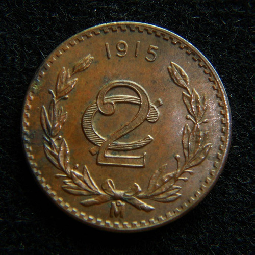 Moneda 2 Centavos 1915 Zapatista Revolución Cobre