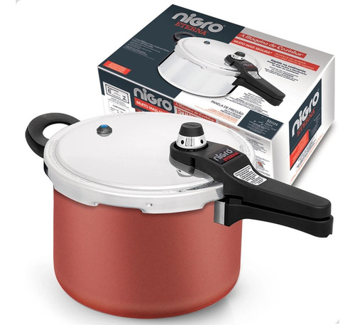 Panela De Pressão Nigro Antiaderente Eterna 6 Litros Grená C Coral