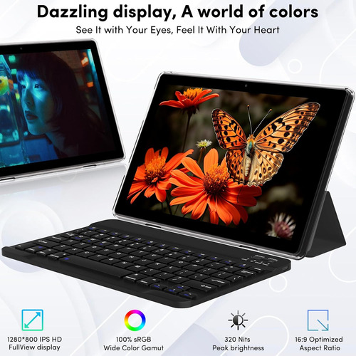 Android 15 Tablets, 2 In 1 Tablet 10 Inch With Keyboard, ...