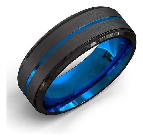 Anillo Para Hombre De 8 Mm Con Borde De Escalera Cepillado N