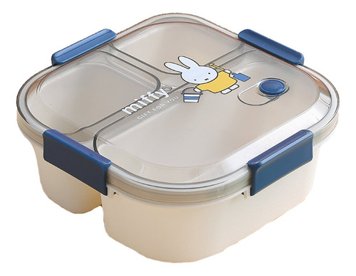 Taper Vianda Lunchera Miffy 1100ml Hermetico + Cubierto Pote Color Azul