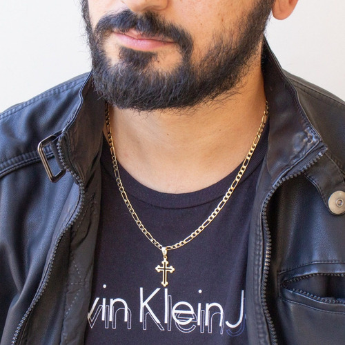Colar Masculino Crucifixo Cruz Banhado Ouro 18k Estilo 3 X 1