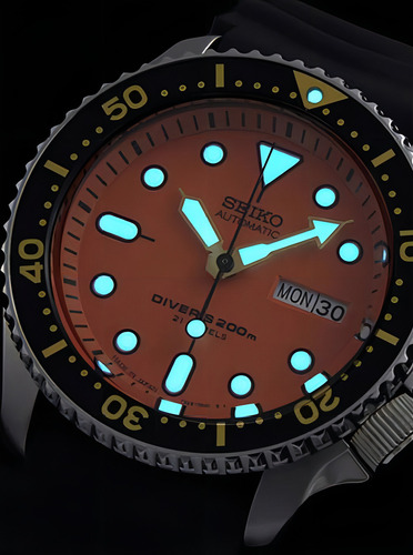 Made In Japan Seiko Automatic Scuba Diver 200m Skx011j1 Cor Da Correia Preta Cor Do Fundo Laranja
