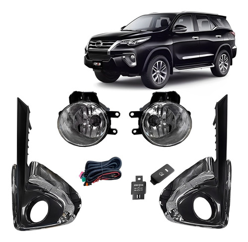 Kit Moldura Com Farol De Milha   Hilux Sw4 2016 Até 2020