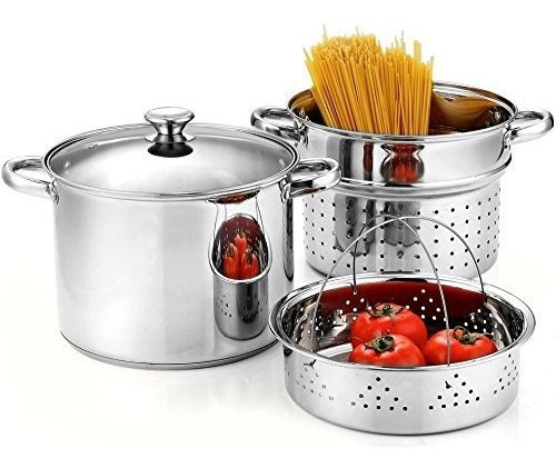 Cocine N Home, De Acero Inoxidable De 4 Piezas 8 Quart Pasta