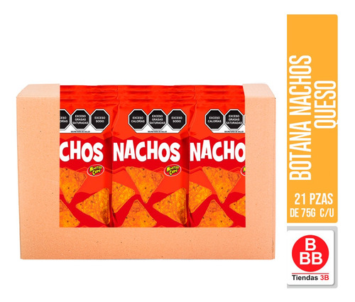 Botana Nachos Queso Masterchips. Caja Con 21 Pzas De 75g C/u