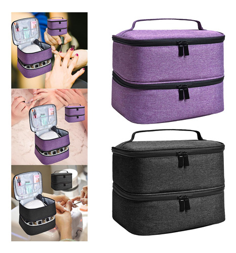 Bolsa Organizadora De Esmalte De Uñas De Doble Capa Bolsa