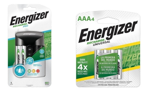 Imagen 1 de 2 de Cargador Energizer Pro Y Baterias Recargables Aaa Combo Kit