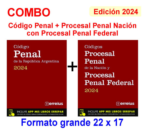 Combo Codigo Penal + Codigo Procesal Penal + Penal Federal 