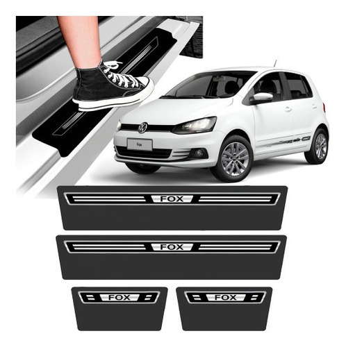 Kit Soleira Vw Fox 2004 A 2021 Preto Protetor Portas