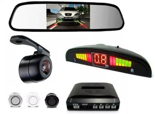 Kit Retrovisor Lcd Com Camera + Sensor De Estacionamento Re