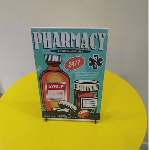 Imagem 2 de 4 de Quadro Decorativo Para Farmácias - Pharmacy Vintage