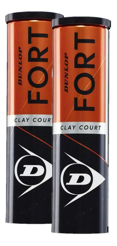 Pack C/ 2 Tubos Bola De Tênis Dunlop Fort Clay (8 Bolas)