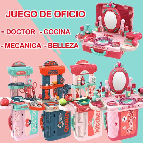 Imagen 4 de 8 de Juego De Doctor, Cocina, Mecanica Y Belleza Para Niños