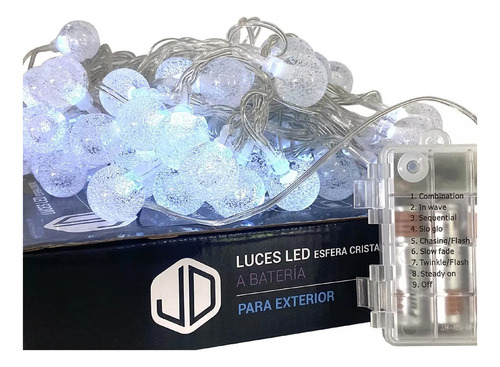 Luces Decorativas Navidad A Pila 10 Mts Blanco Frio 100 Led