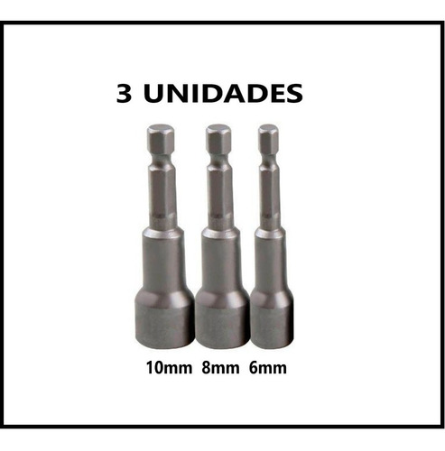 Imagem 2 de 2 de Jogo Set Soquete 3 Peças Parafusadeira Profissional