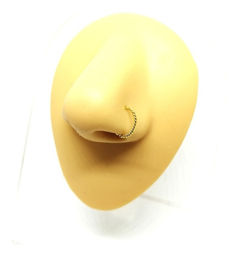 Piercing Nostril Argolla 10mm Torcida Para Nariz Oro 10k Color Dorado