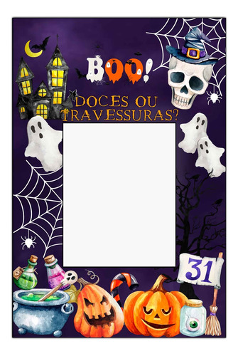 Painel Retangular Interativo Halloween Sublimado 3d 1,5x2,2