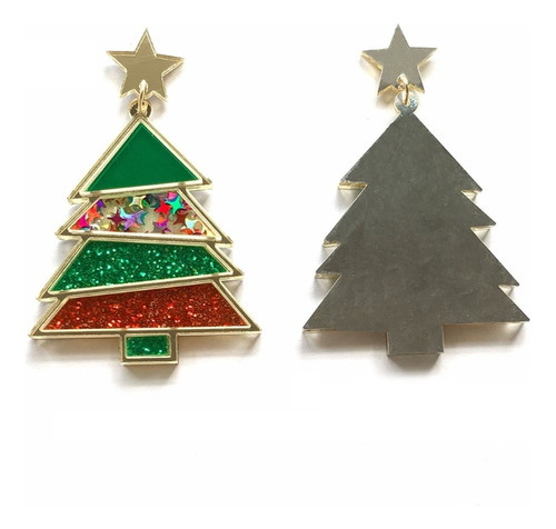 Pendientes Acrílicos Con Forma De Árbol De Navidad Para Año