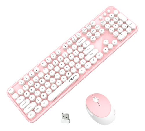 Conjunto De Teclado E Mouse Mofii Se Nas Cores Branca E Rosa