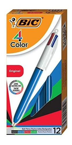 Bic - Bolígrafo Retráctil De 4 Colores (punta Media, 10 Mm)