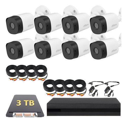 Kit Dahua Cctv 8 Cámaras Bullet 1080p  Disco Duro 3 Tb 