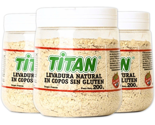 Levadura Natural Titan En Copos 200grs Sin Tacc - 3 Unidades