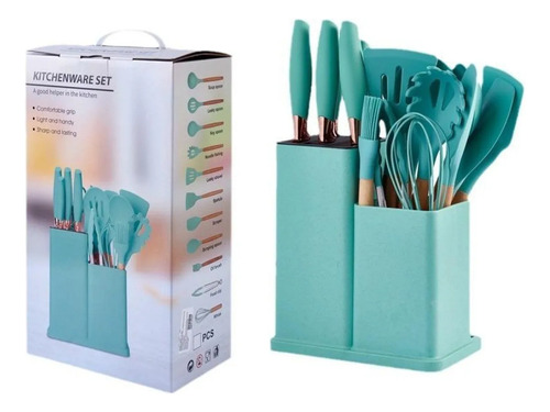 Set De Cocina Juego De Utensilios De Silicona Madera 19pcs