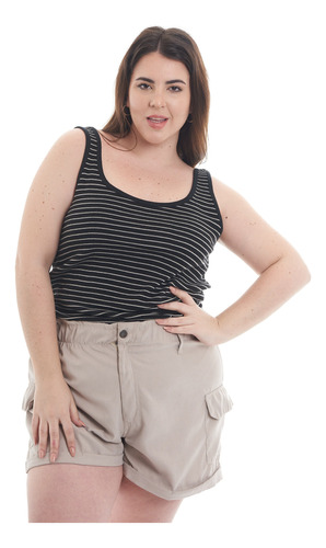 Musculosa Básica Rayada Talle Grande Plus Size