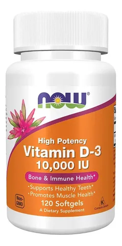 Vitamina D3 10000 Ui 120 Softgels Sabor Neutro - Now Foods Sabor Sem Sabor