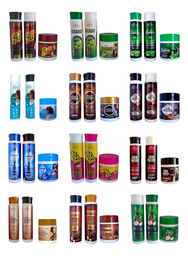 12 Produtos (4 Kits)shampoo Condicionador Máscara A Escolher