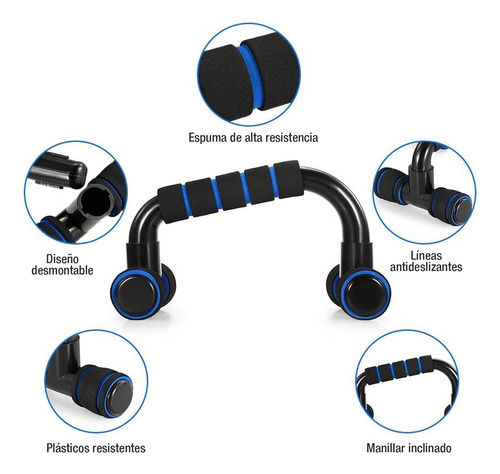 Kit Ejercicio 12 Rodillo Abdominal Barras Push-up Ejercitado