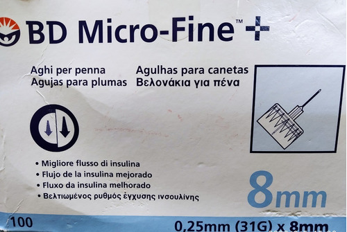 Aguja Bd Microfine 8mm X 0,25 Mm 31g Diabetico X 5 Unidades