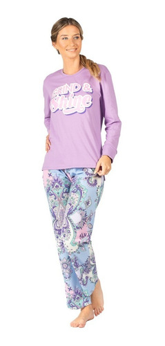 Pijama Dama Mariane 1813  100% Algodon Invierno Talle Amplio