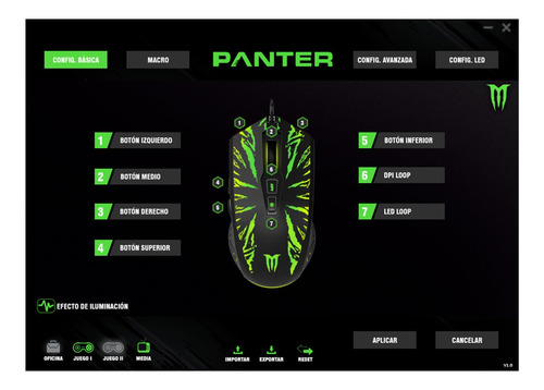 Imagen 5 de 10 de Mouse Gamer 7 Botones Programables Muticolor Panter Gm203.