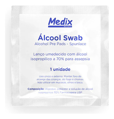 Alcool Swab Sachê Com Alcool 70% Isopropilico - Medix