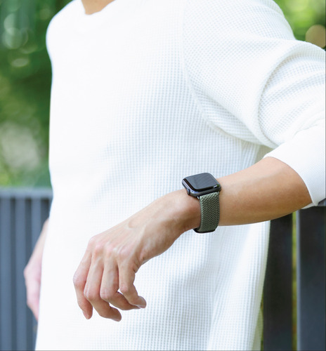 Correa Trenzada Para Apple Watch 46/45/44/42mm Aspen De Uniq Ancho De La Correa 2.2 Cm Color Verde