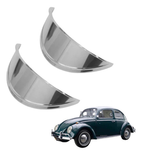 Par De Aplique Ou Sobrancelha Fusca Cromada Farol Fusca Inox