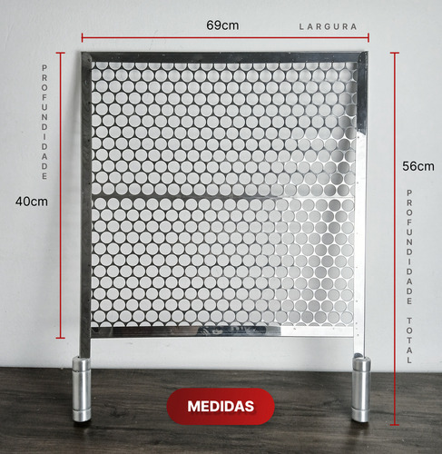 Grelha Moeda Inox Alvenaria Pré-moldada 69x40