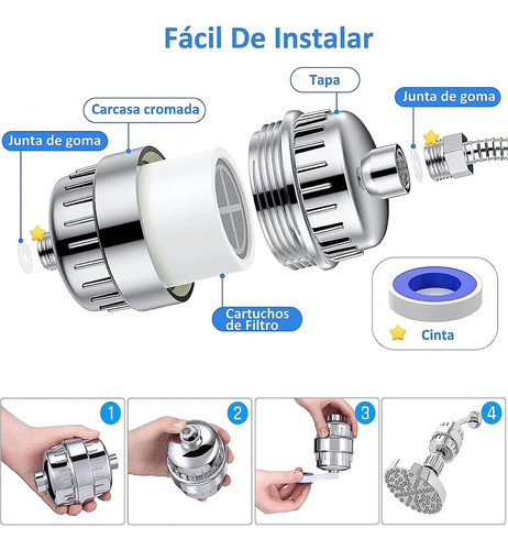 Filtro Universal Nivel 15 De Agua De Ducha Con 2 Elementos