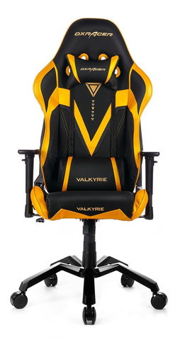 Cadeira de escritório DXRacer Valkyrie gamer ergonômica  preta e amarela com estofado de poliuretano