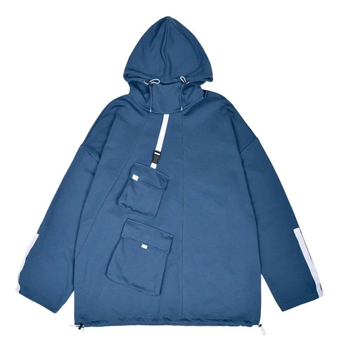 Sudadera Holgada Con Cuello Alto Y Capucha Para Hombre