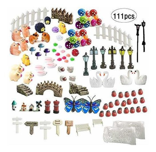 Imagen 1 de 7 de Inhe Juego De Adornos En Miniatura Para Jardin 111 Piezas