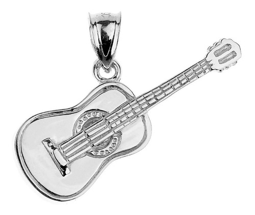 Music Jewelry Colgante De Plata De Ley 925 Para Guitarra Ac.