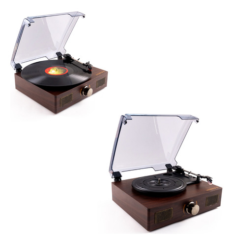 Tocadiscos Estilo Retro Con Bluetooth Con Tapa Transparente