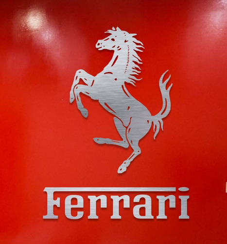 Logotipo Ferrari Para Muro Acabado Aluminio Cepillado 1.22 M