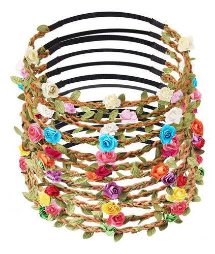 12 Piezas Diadema Bohemia Flores Para Niñas Regalo Navidad
