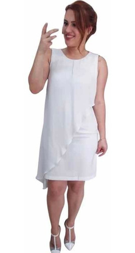 Imagem 1 de 6 de Vestido Branco Com Babado Casamento Revellion  Culto Virada